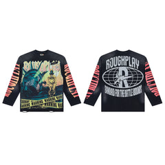 Rough Club Warning Graphic Long Sleeve T-Shirt