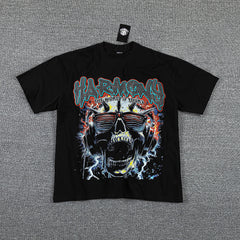 HVM Harmony Skull Monster Black Double‑Sided Graphic Print Crew Neck Streetwear T‑Shirt