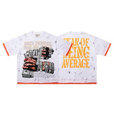 Fear Of Being Average White Splatter Double‑Sided Graphic Print Crew Neck Streetwear T‑Shirt