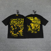 Golden Chain Portrait Double‑Sided Graphic Print Crew Neck Streetwear T‑Shirt