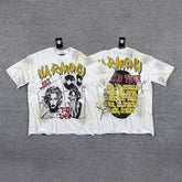 HVM Harmony Vintage Tour Portrait Tie‑Dye White Double‑Sided Graphic Print Crew Neck Streetwear T‑Shirt