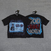 God Family Money Double‑Sided Portrait Graphic Print Crew Neck Streetwear T‑Shirt