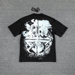 Gothic Cross Skull Double‑Sided Graphic Print Crew Neck Streetwear T‑Shirt