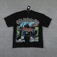 HVM Harmony Wild Western Figure Black Double‑Sided Graphic Print Crew Neck Streetwear T‑Shirt