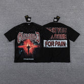 Glazagod Red Star "Then You Welcome For Pain" Double‑Sided Graphic Print Crew Neck Streetwear T‑Shirt