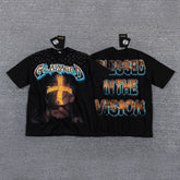Glazagod Golden Cross Blessed In The Vision Double‑Sided Graphic Print Crew Neck Streetwear T‑Shirt