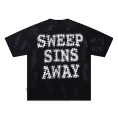 Sweep Sins Away Portrait Double‑Sided Graphic Print Crew Neck Streetwear T‑Shirt