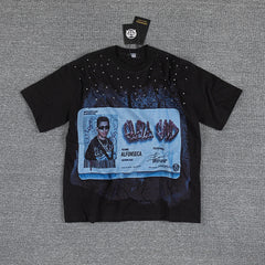 God Family Money Double‑Sided Portrait Graphic Print Crew Neck Streetwear T‑Shirt