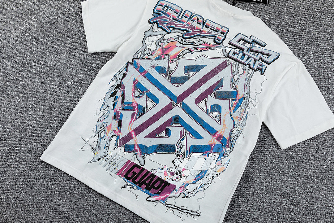 Retro Racing Car Double‑Sided Graphic Print Crew Neck Streetwear T‑Shirt