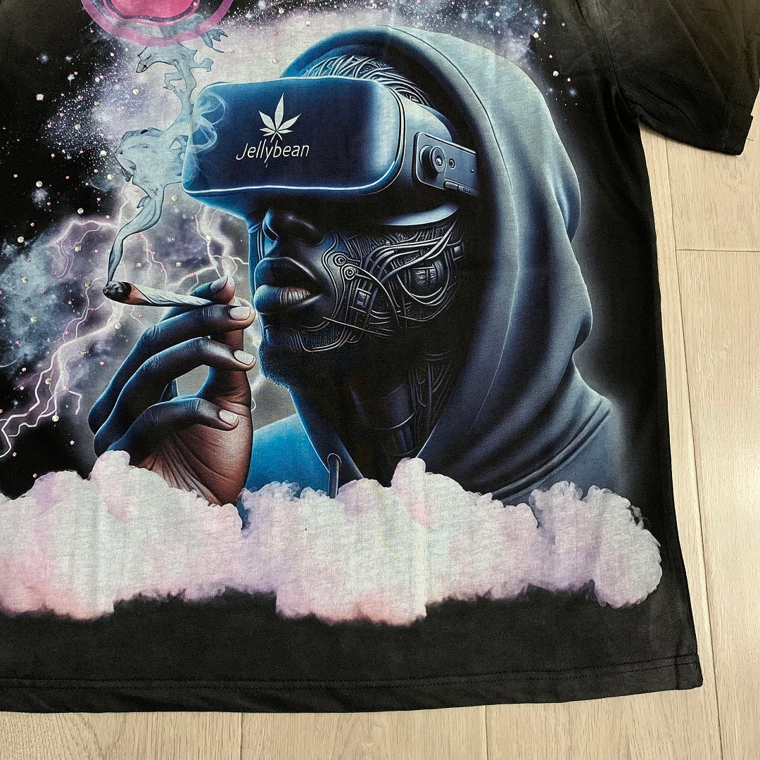 Jellybean VR Hoodie Figure Graphic Tee | Black Space Print