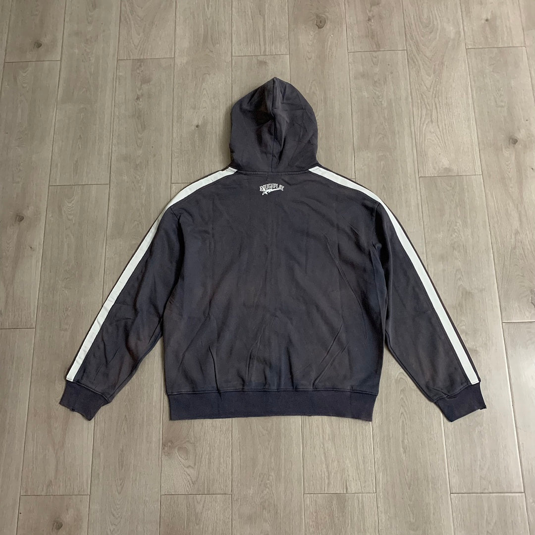Rough Play Rhinestone Zip Hoodie Grey