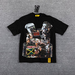 HVM Harmony Portrait Collage Black Double‑Sided Graphic Print Crew Neck Streetwear T‑Shirt