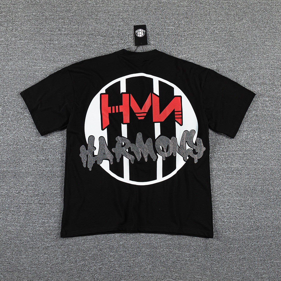 HVM Harmony Wild Western Figure Black Double‑Sided Graphic Print Crew Neck Streetwear T‑Shirt
