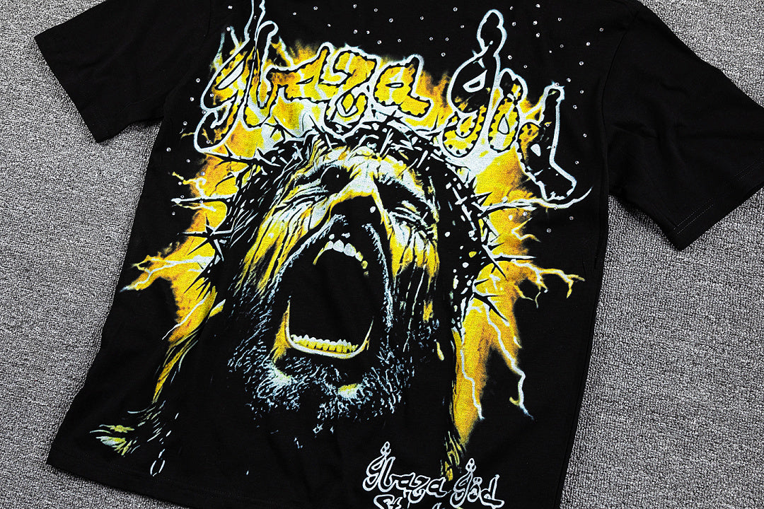 Keep Calm Love The Game Yellow Lightning Double‑Sided Graphic Print Crew Neck Streetwear T‑Shirt
