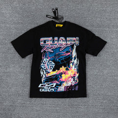 Retro Racing Car Double‑Sided Graphic Print Crew Neck Streetwear T‑Shirt