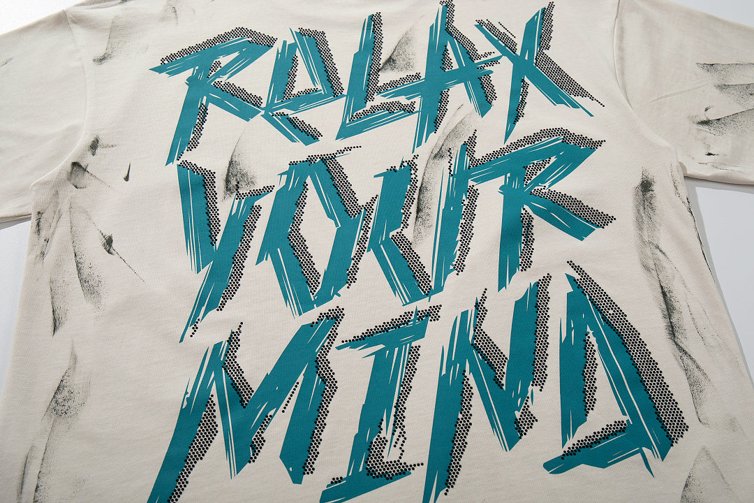 Relax Your Mind Skeleton Double‑Sided Graphic Print Crew Neck Streetwear T‑Shirt
