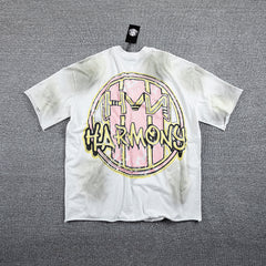 HVM Harmony Ferris Wheel Tie‑Dye White Double‑Sided Graphic Print Crew Neck Streetwear T‑Shirt