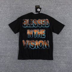Glazagod Golden Cross Blessed In The Vision Double‑Sided Graphic Print Crew Neck Streetwear T‑Shirt
