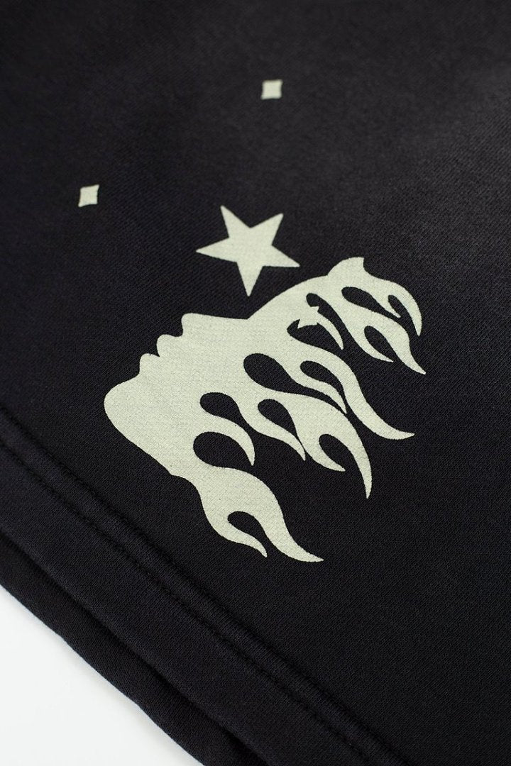 Retro Distressed Star Print Elastic Waist Loose‑Fit Men’s Casual Shorts