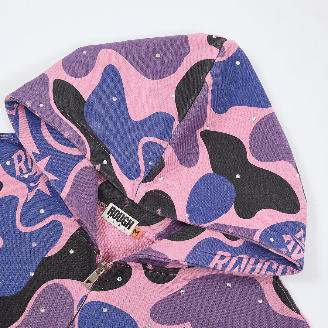 Rough Play Camo Zip Hoodie | Pink / Purple