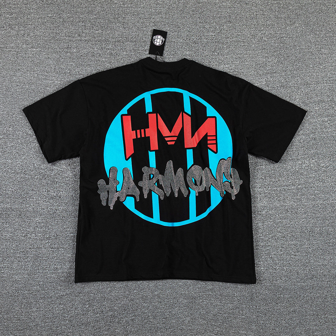 HVM Harmony Skull Monster Black Double‑Sided Graphic Print Crew Neck Streetwear T‑Shirt