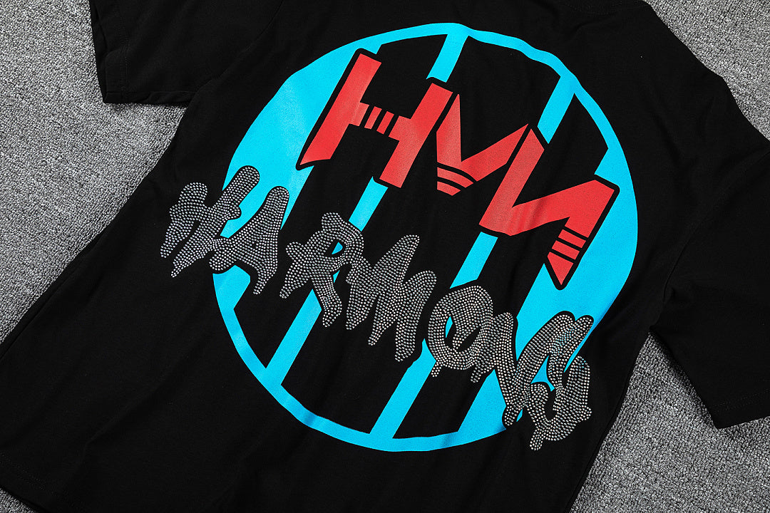 HVM Harmony Skull Monster Black Double‑Sided Graphic Print Crew Neck Streetwear T‑Shirt