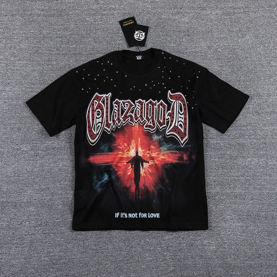 Glazagod Red Star "Then You Welcome For Pain" Double‑Sided Graphic Print Crew Neck Streetwear T‑Shirt