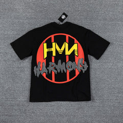 HVM Harmony Multicolor Chaos Figure Black Double‑Sided Graphic Print Crew Neck Streetwear T‑Shirt